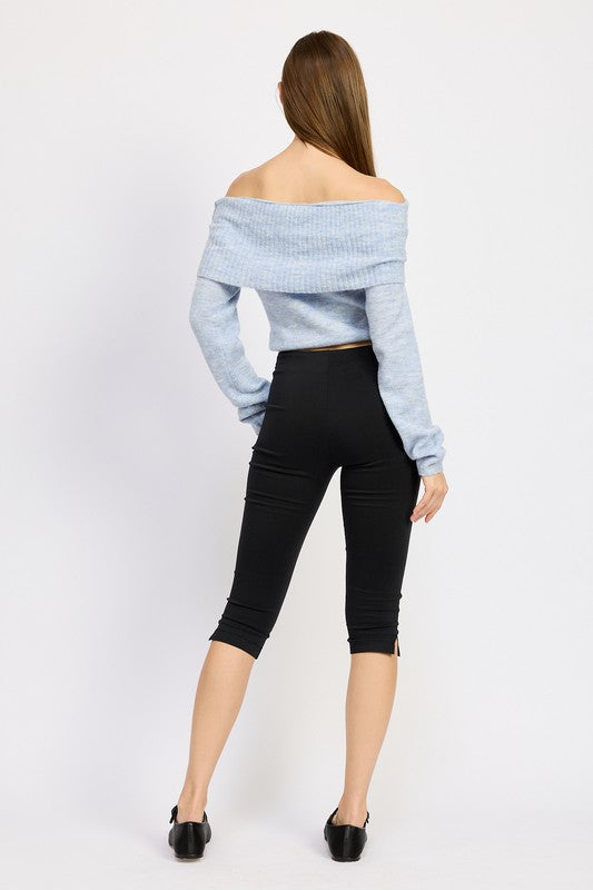 Off Shoulder Fold Over Top