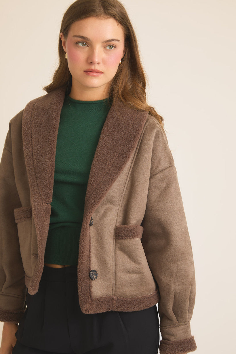 Shawl Collar Shearling Jacket