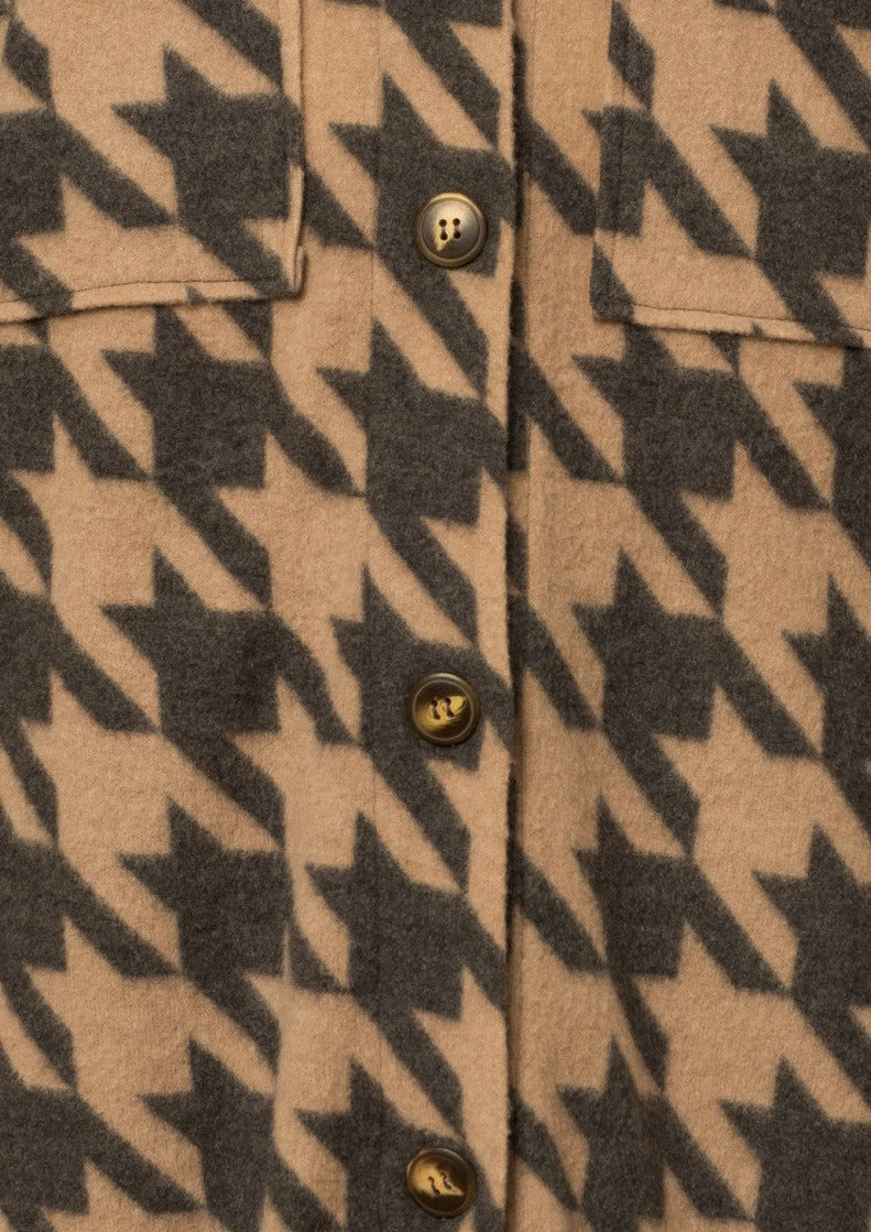 Houndstooth Fleece Shirt Jacket