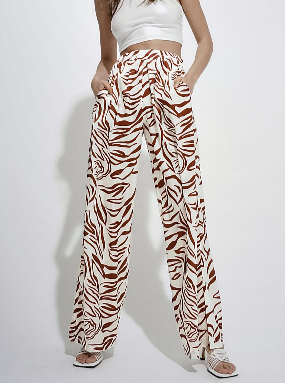 Printed Wide Leg Trousers