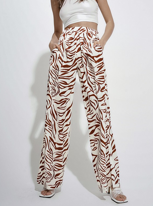 Printed Wide Leg Trousers