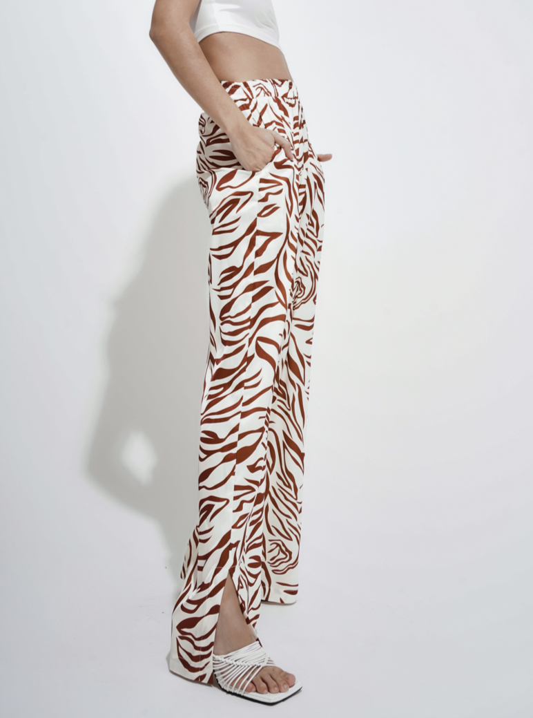 Printed Wide Leg Trousers