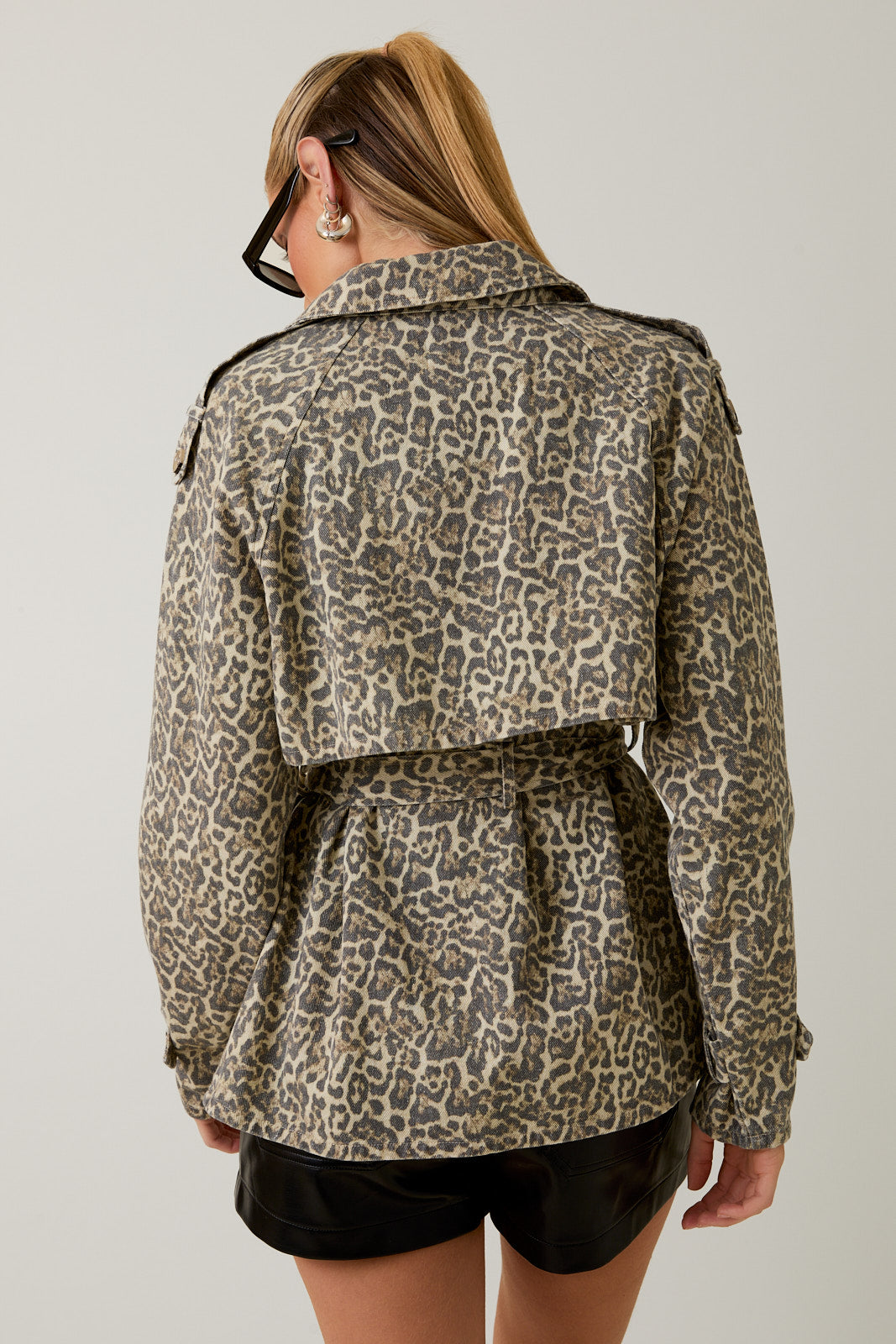 Hourglass Leopard Short Trench Coat
