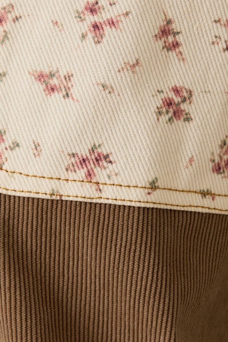 Floral Trim Corduroy Jacket