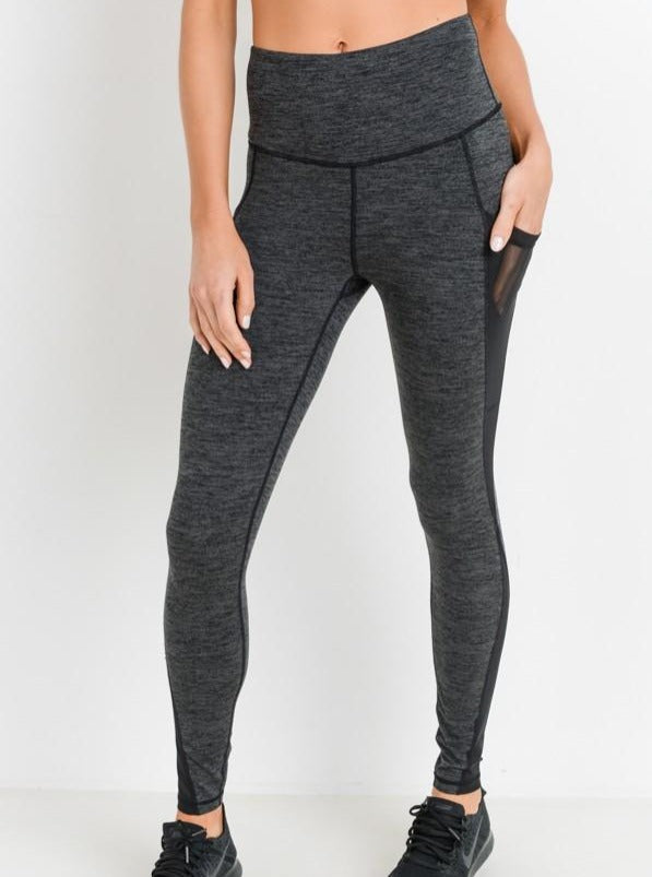 Mesh Pocket Performance Leggings - Charcoal