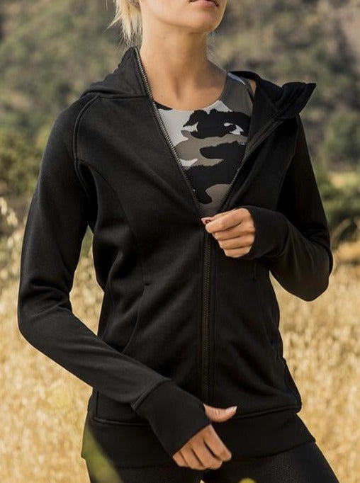 Slim Fit Zip Hoodie - Black