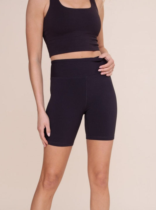 Ribbed Bike Shorts - Mocha