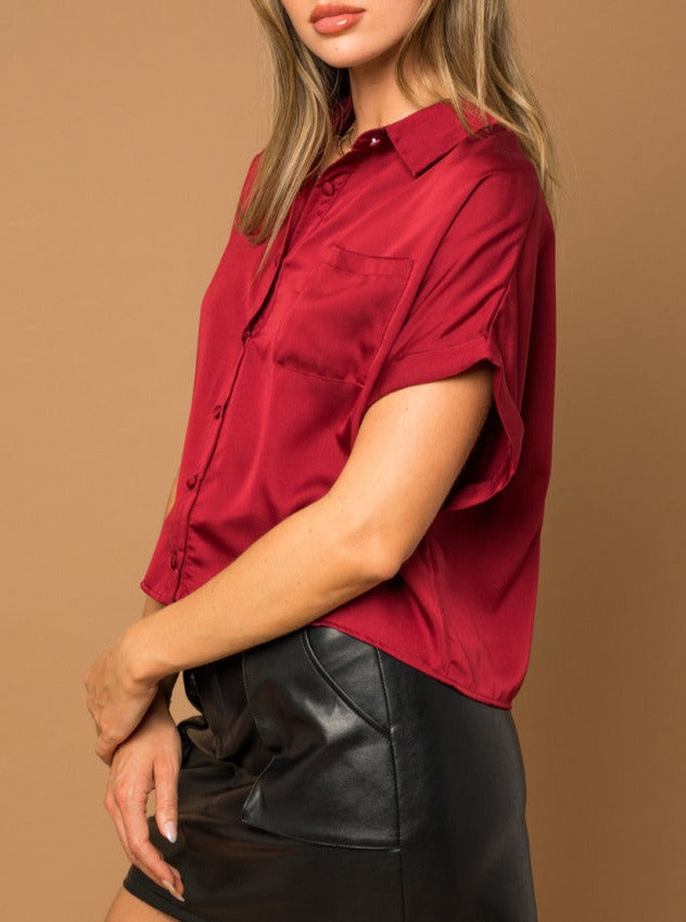 Satin Boxy Button Down