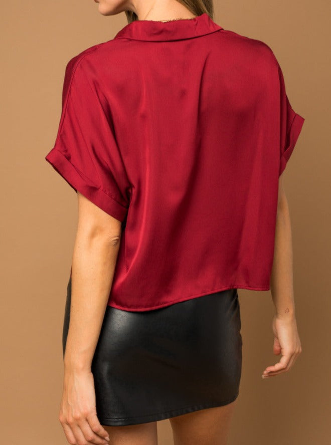 Satin Boxy Button Down