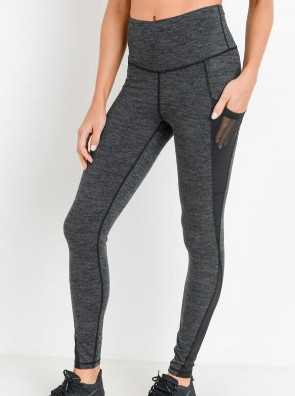 Mesh Pocket Performance Leggings - Charcoal