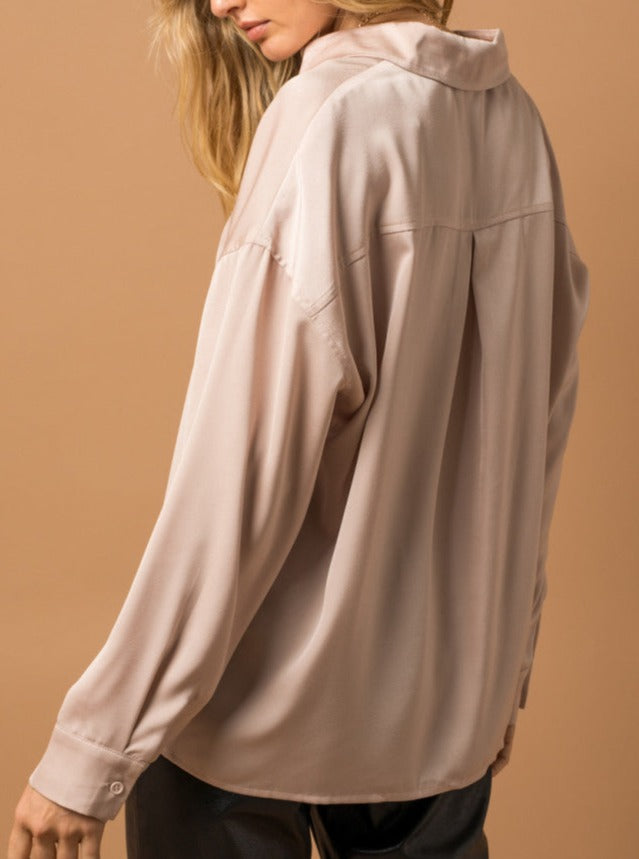 Oversized Satin Button Up