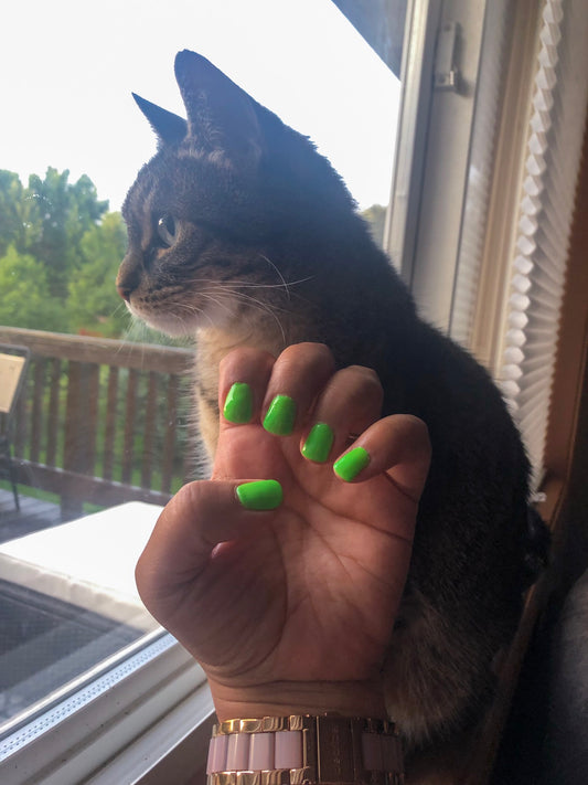 Lime green nail polish is fun! 
