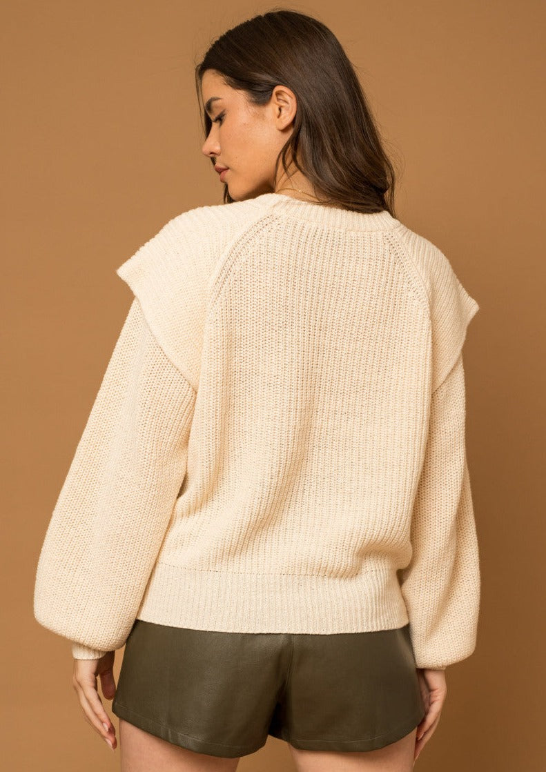 Puff Sleeve Cream Sweater