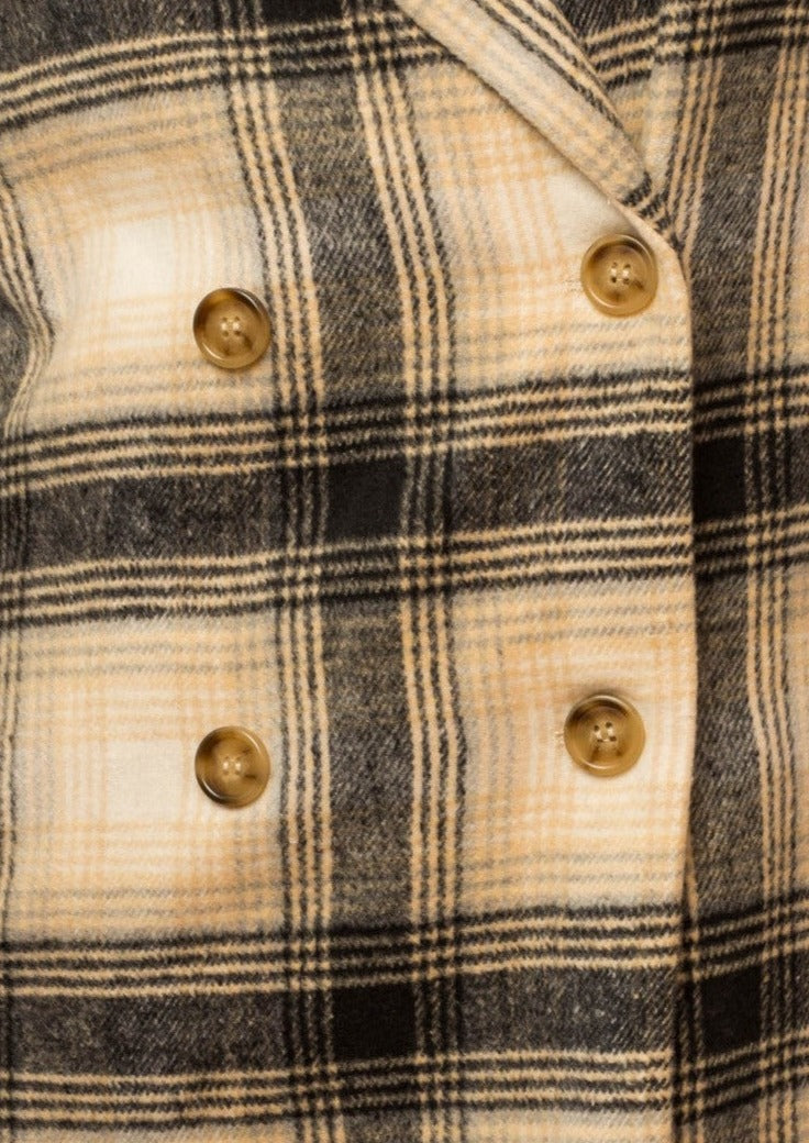 Double-Breasted Plaid Coat