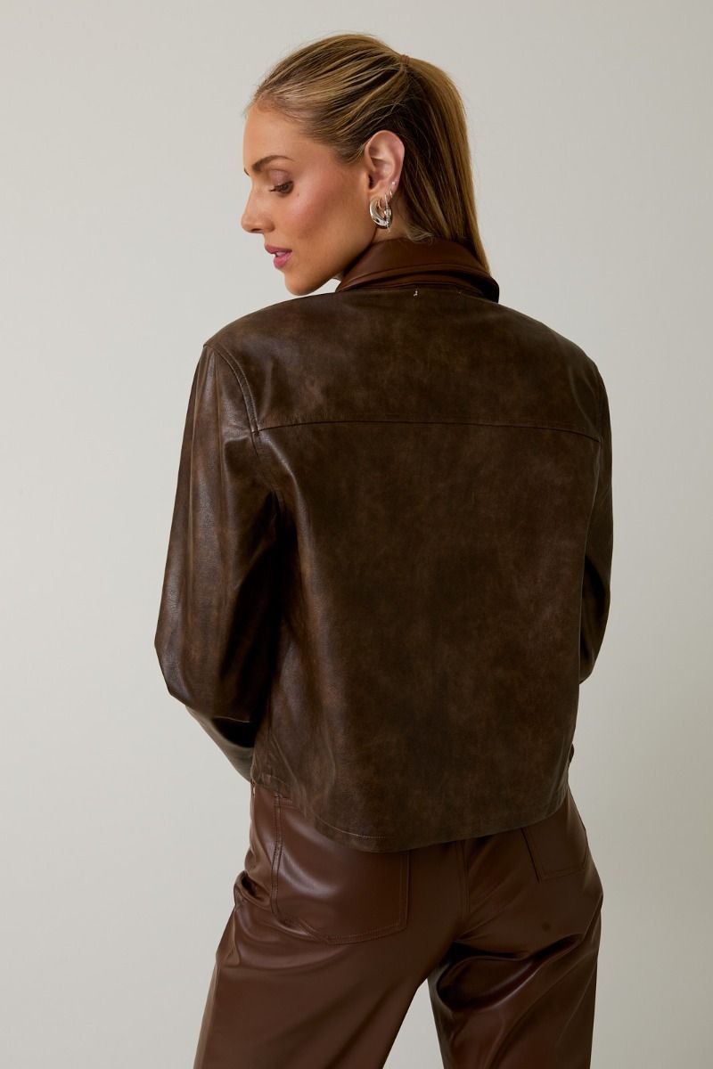 Mocha Brown Faux Leather Jacket