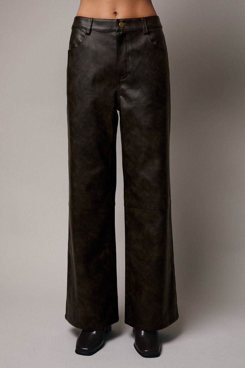 Wide Leg Faux Leather Pants