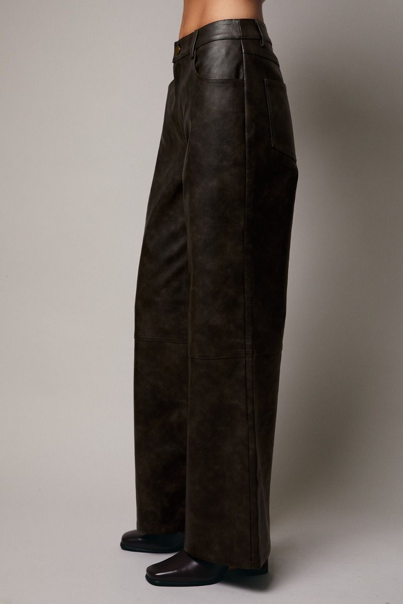 Wide Leg Faux Leather Pants