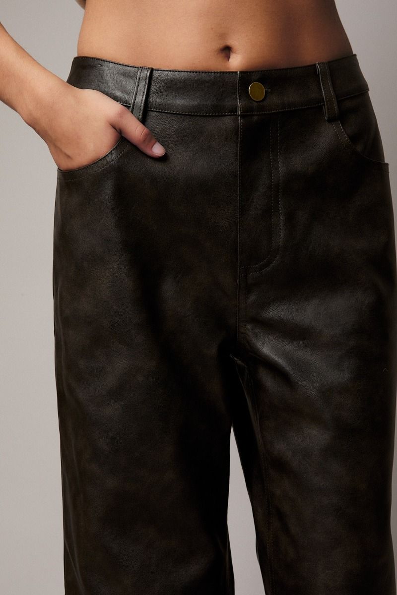 Wide Leg Faux Leather Pants