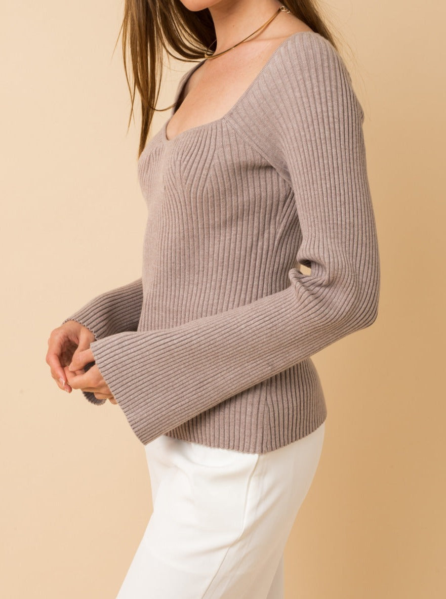 Sweetheart Ribbed Sweater